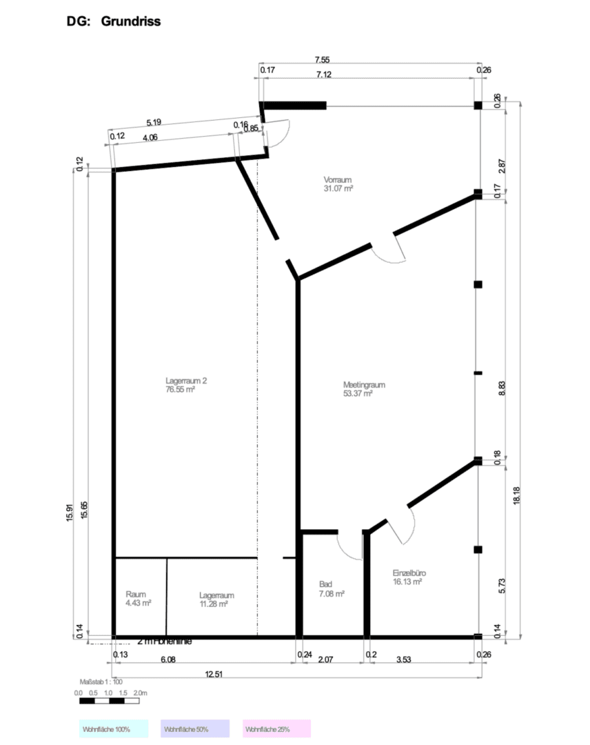 Grundriss Büro und Speicher